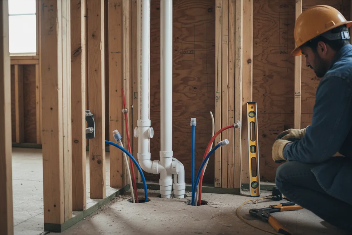 Drain and supply rough-in during Leak Detection in Mannsville